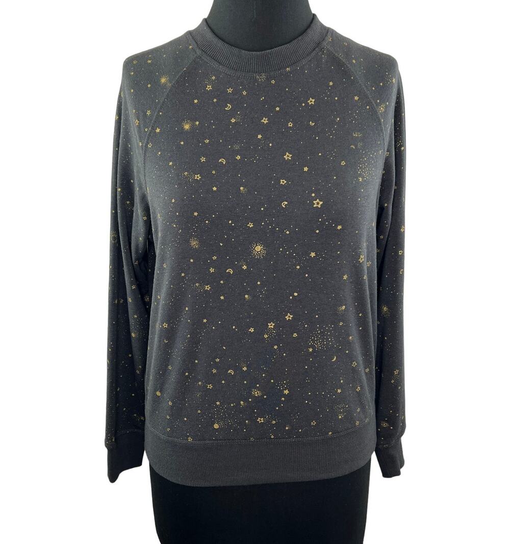 SPIRITUAL GANGSTER Gray Gold Dreamers Sky Old School Pullover Sweatshirt Size XS